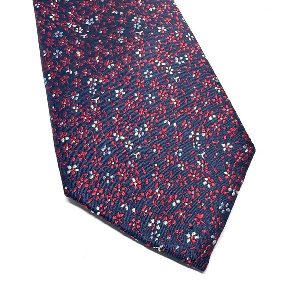 Tommy Hilfiger Tie 100% Silk Floral Print Luxe Blue Red White Neckwear 60 x 3 - Picture 1 of 3